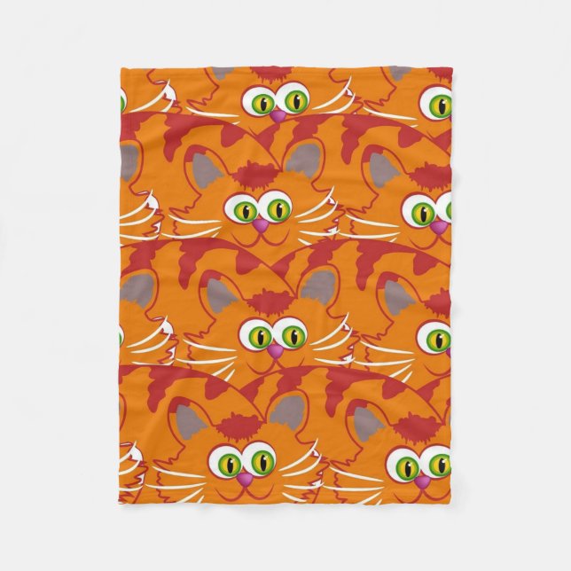 Orange Cat With Adorable Green Eyes Fleece Blanket (Front)