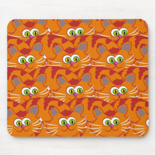Orange Cat With Adorable Green Eyes Mouse Pad