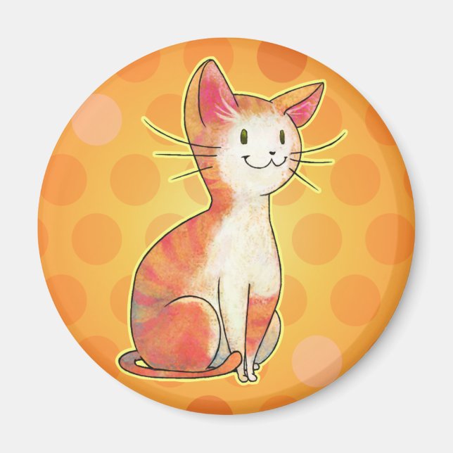 Orange Cat with Dot Magnet (Front)