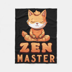 Orange Cat Yoga Zen Master Orange Tabby Cat Yoga L Fleece Blanket