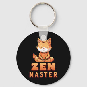 Orange Cat Yoga Zen Master Orange Tabby Cat Yoga L Key Ring