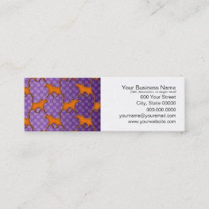 Orange Cats Pattern on Purple Polka Dots Mini Business Card