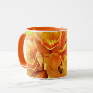 Orange Cattleya Orchid Flowers Floral Art Mug Cup