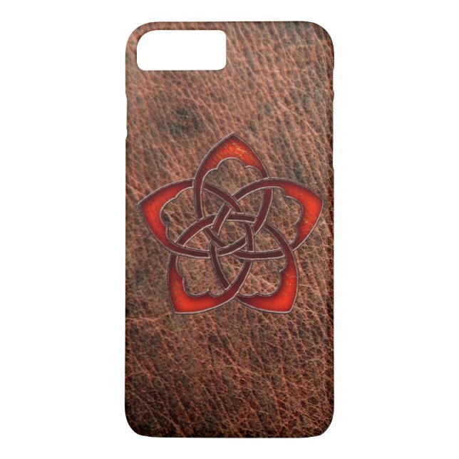 Orange celtic knot flower on genuine leather Case-Mate iPhone case (Back)