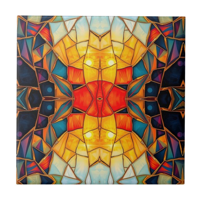 Orange Centre Kaleidoscope Tile (Front)
