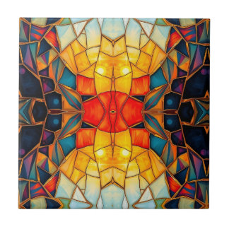 Orange Centre Kaleidoscope Tile