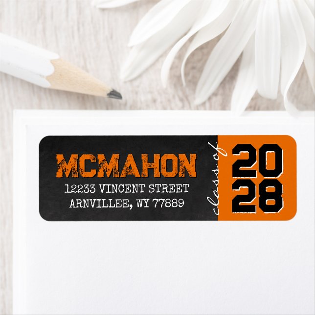 Orange Chalkboard Graduation Return Address (Creator Uploaded)