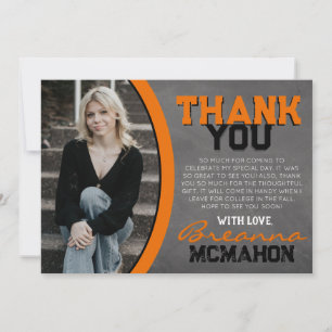 Orange Chalkboard Graduation Thank You Card