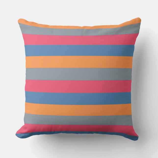 Orange Charm Grey Modern Stripes Cushion (Front)