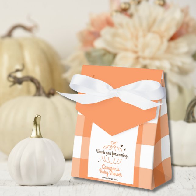 Orange Check Pumpkin Rustic Fall Baby Shower  Favour Box (Creator Uploaded)