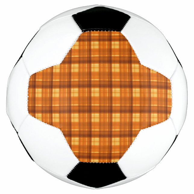Orange Checked Tartan Print, Soccer Ball (Front)