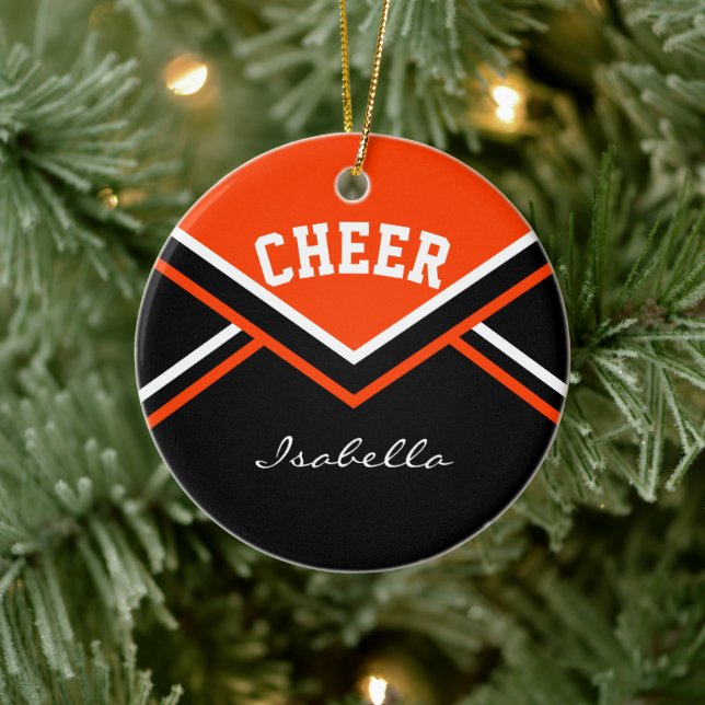 Orange Cheer 2 for a Cheerleader 📣💖 Ceramic Tree Decoration (Tree)