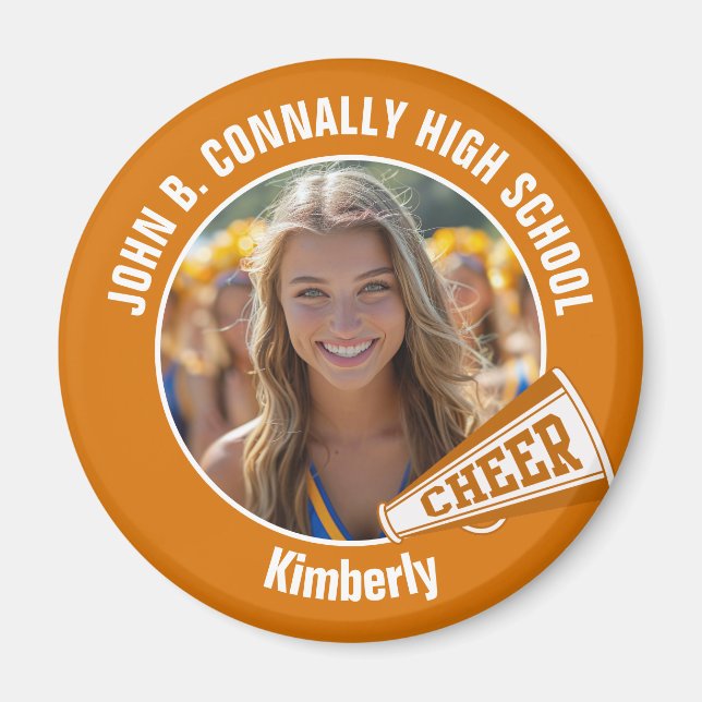 Orange Cheerleader Photo High School Spirit Cheer Magnet (Front)