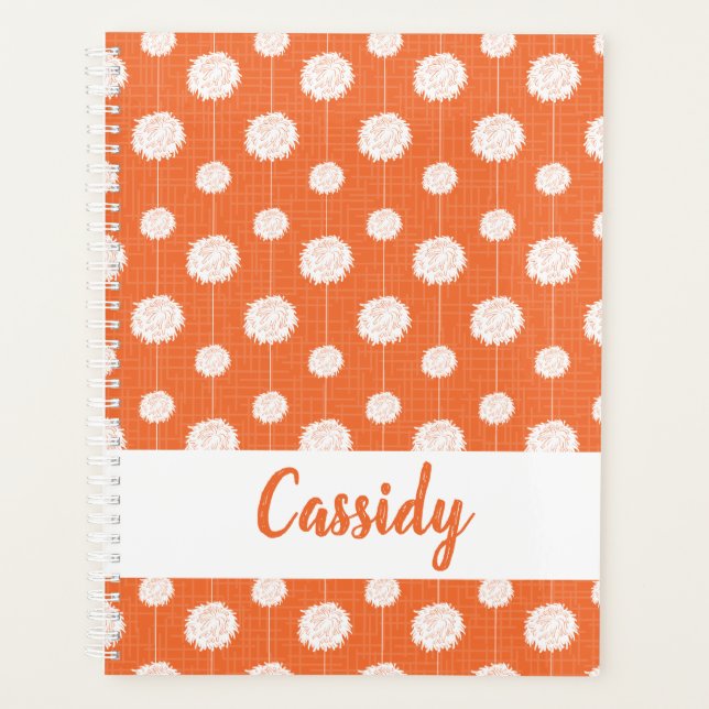 Orange Cheerleader Pom Pom Pattern Planner (Front)