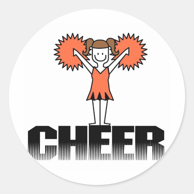 Orange Cheerleading T-shirts and Gifts Classic Round Sticker (Front)