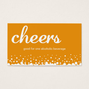 Orange cheers bubble wedding custom drink ticket