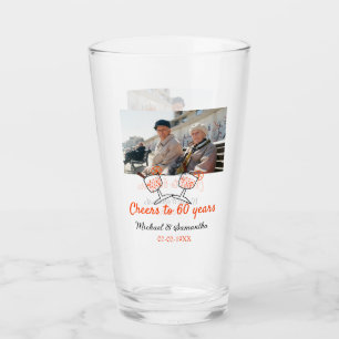 Orange cheers to 60 years anniversary wedding glass