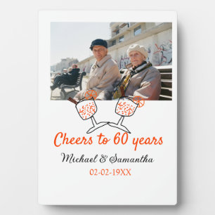 Orange cheers to 60 years anniversary wedding plaque