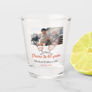 Orange cheers to 60 years anniversary wedding  shot glass
