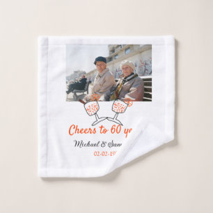 Orange cheers to 60 years anniversary wedding  wash cloth