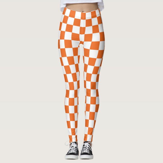 Orange Chequerboard Leggings (Front)