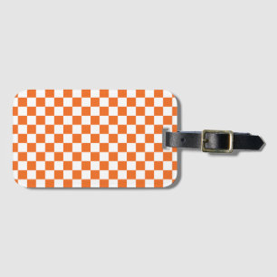 Orange Chequerboard Luggage Tag
