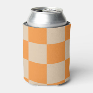 Orange Chequerboard Retro Geometric Checks  Can Cooler