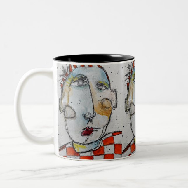 Orange Chequered 11oz Mug (Left)