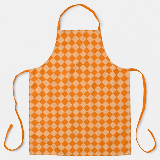 Orange Chequered Diamond Pattern Apron (Front)