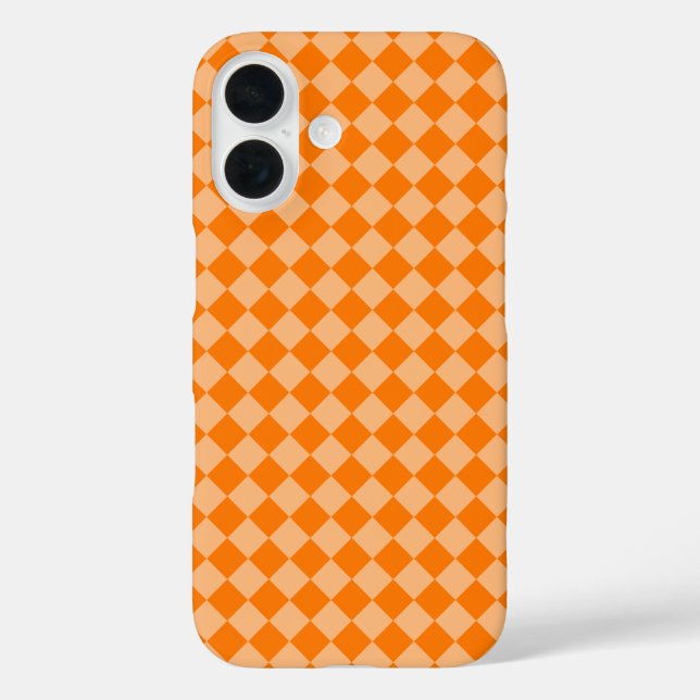 Orange Chequered Diamond Pattern Case-Mate iPhone Case (Back)