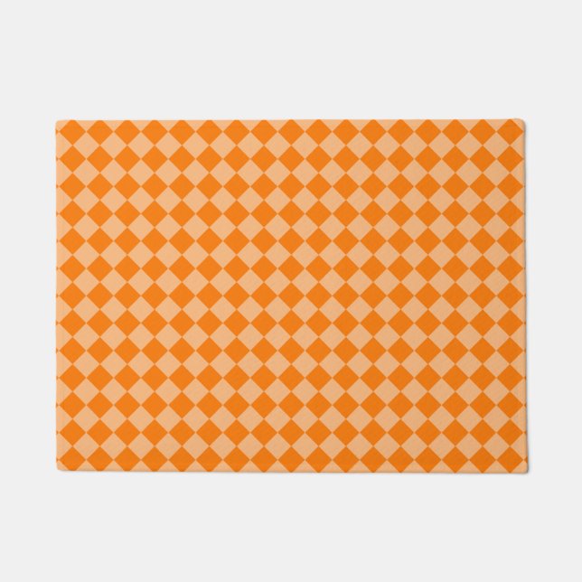Orange Chequered Diamond Pattern Doormat (Front)