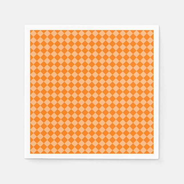 Orange Chequered Diamond Pattern Napkin (Front)