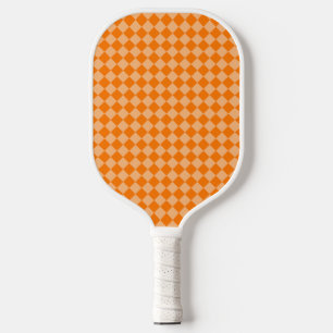 Orange Chequered Diamond Pattern Pickleball Paddle