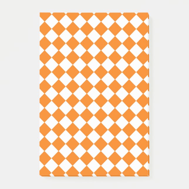 Orange Chequered Diamond Pattern Post-it Notes (Front)
