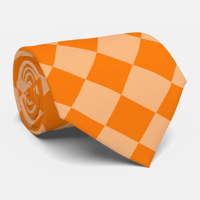 Orange Chequered Diamond Pattern Tie (Rolled)