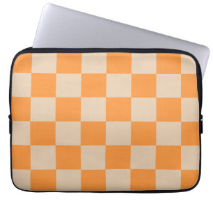 Orange Chequered Gingham Pattern Laptop Sleeve