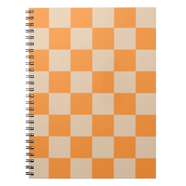 Orange Chequered Gingham Pattern Notebook (Front)