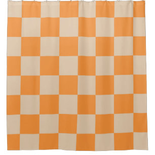 Orange Chequered Gingham Pattern Shower Curtain