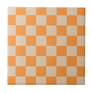 Orange Chequered Gingham Pattern Tile