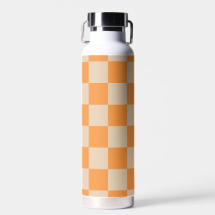Orange Chequered Gingham Pattern Water Bottle