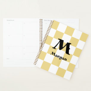 Orange Chequered Pattern Background Planner