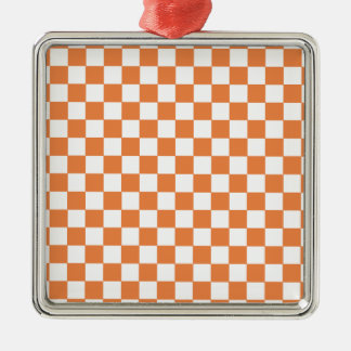 Orange Chequered Pattern Metal Tree Decoration
