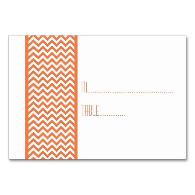 Orange Chevron Border Escort Card (Front)