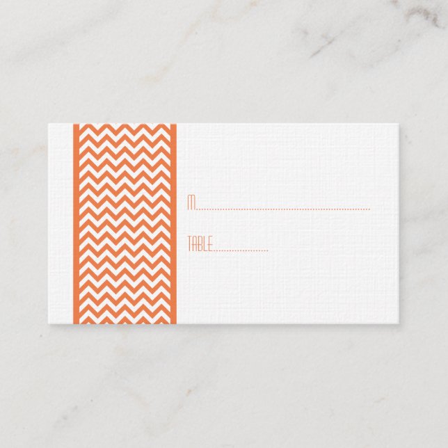 Orange Chevron Border Place Card (Front)