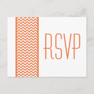 Orange Chevron Border RSVP Postcard