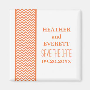 Orange Chevron Border Save the Date Magnet