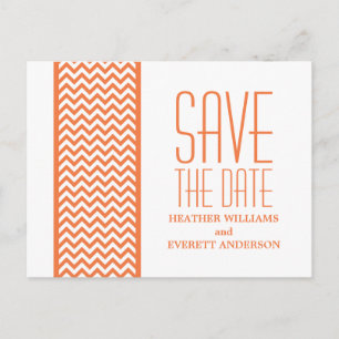 Orange Chevron Border Save the Date Postcard