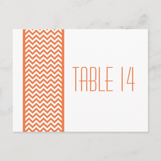 Orange Chevron Border Table Number Postcard (Front)