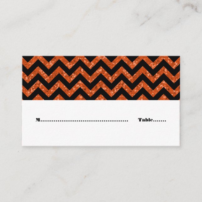 Orange Chevron Glitter Place Card (Front)