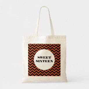 Orange Chevron Glitter Sweet 16 Tote Bag